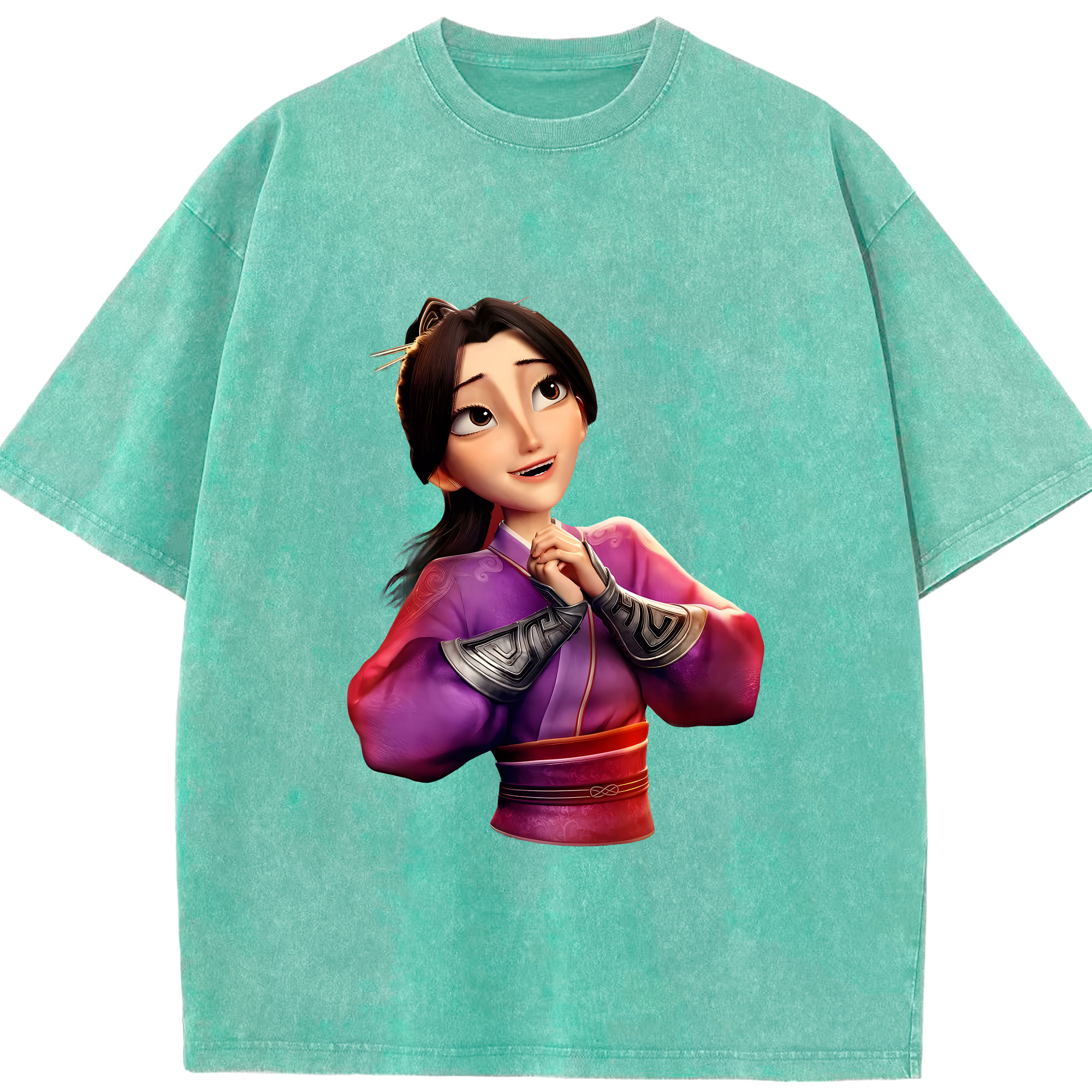 （画像用） Ne Zha 2 ナタ 魔童の大暴れ 綿100% ヴィンテージ風 半袖Tシャツ（フロントプリント）